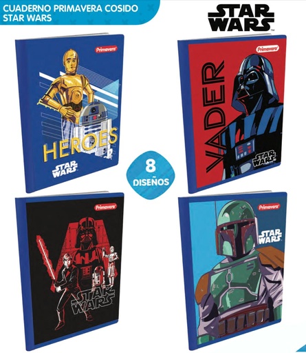 [P3889] Cuaderno cosido primavera 100H cuadro start wars
