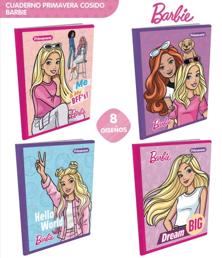 [P1979] Cuaderno cosido primavera 100H cuadros Barbie