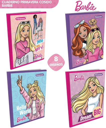 [P1980] Cuaderno cosido primavera 100H rayas Barbie