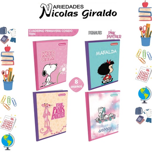 [P1773] Cuaderno cosido prim. 100 H rayas mujer