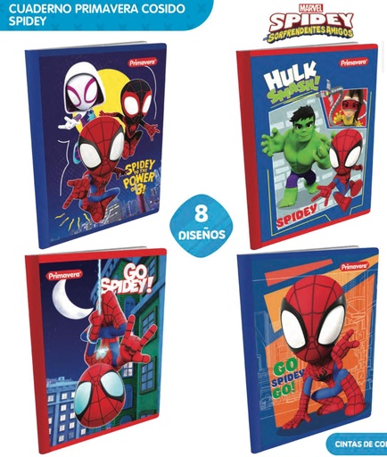 [P3078] Cuaderno cosido prim. 100 H rayas spidey marvel