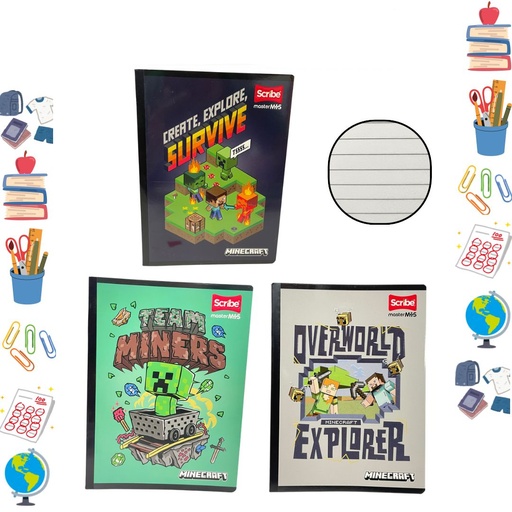 [C30216803] Cuaderno cosido scribe licencia 100H rayas minecraft