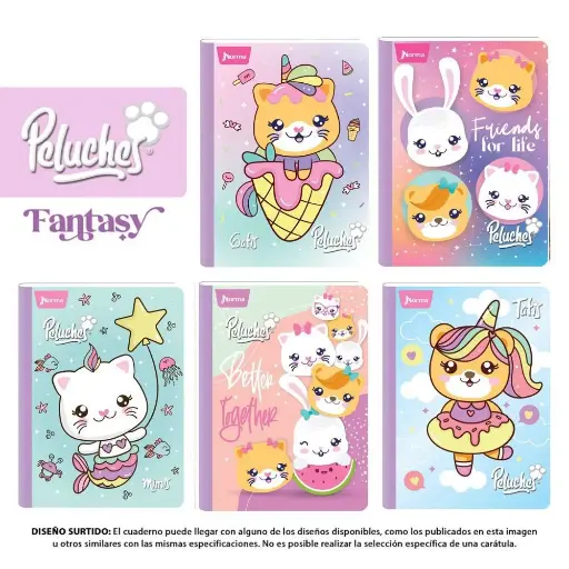[558981] Cuaderno norma gama media peluche fantasy 100H cuadro