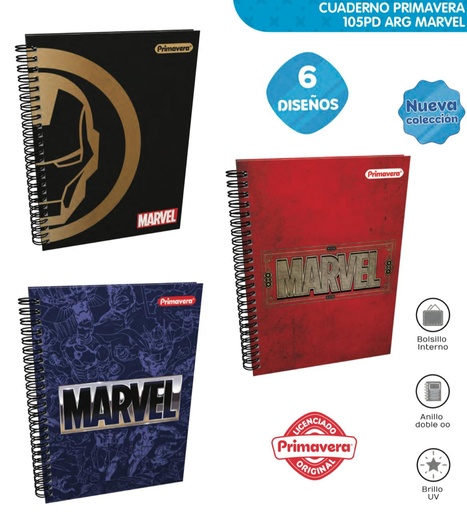 [P3871] Cuaderno primavera argollado academico marvel cuadro