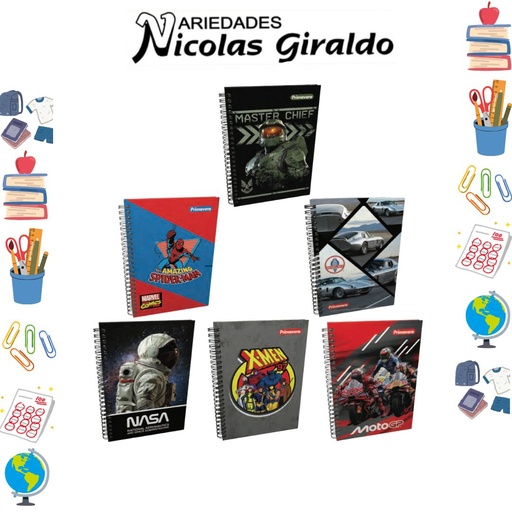 [P1537] Cuaderno primavera argollado pequeño hombre raya