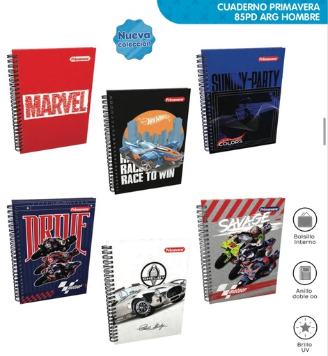 [P1537] Cuaderno primavera argollado pequeño hombre raya