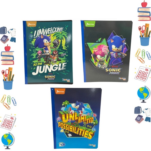 [563881] Cuaderno xpresarte cosido licencia 100H rayas sonic