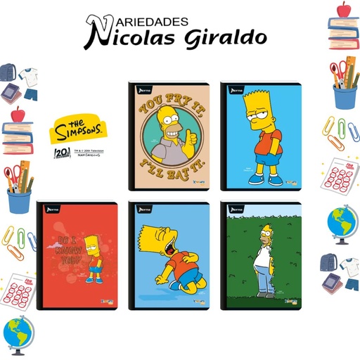 [559021] Cuaderno xpresarte cosido licencia 100 H rayas simpsons