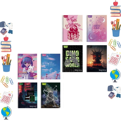 [557182] Cuaderno norma argollado pequeño economico raya surtido