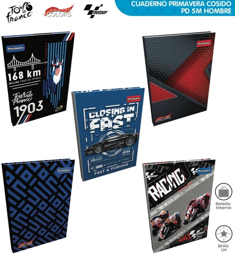 [P1499] Cuaderno prim cosido 5materias hombre