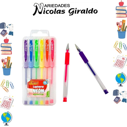 [ET109] Lapicero eterna gel neon x6 