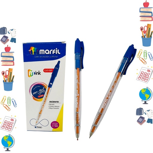 [153772] Lapicero marfil retractil azul .7 x12