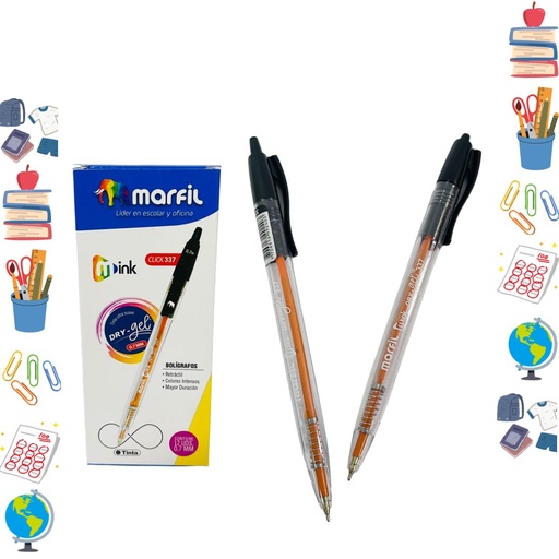 [153773] Lapicero marfil retractil negro .7 x12