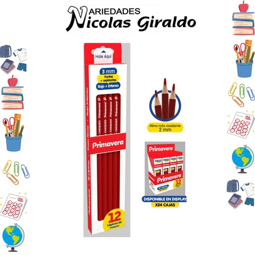 [P1739] Lapiz primavera rojo x12