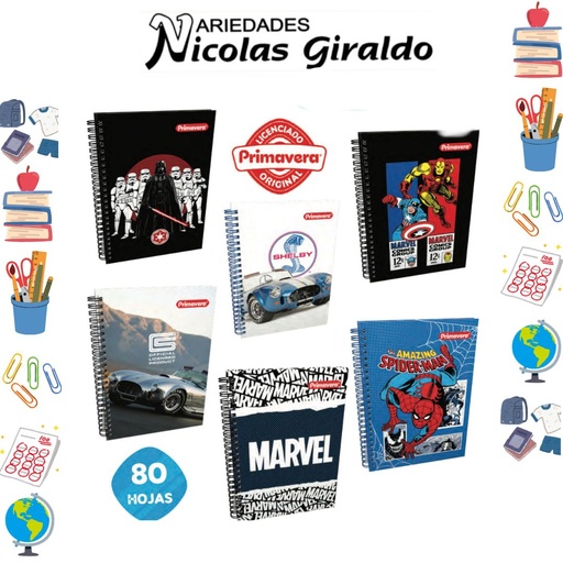 [P3424] Libreta primavera argollado mini masculina