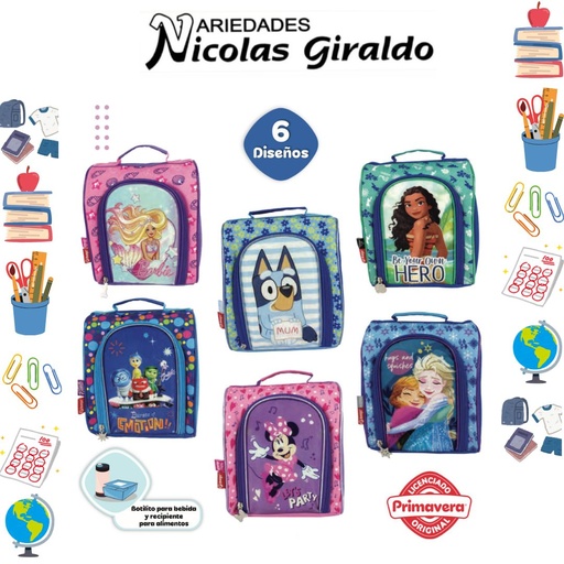 [P1973] Lonchera primavera vertical personajes niña