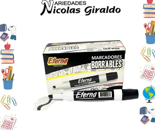 [ET106] Marcador borrable negro caja x12 eterna 