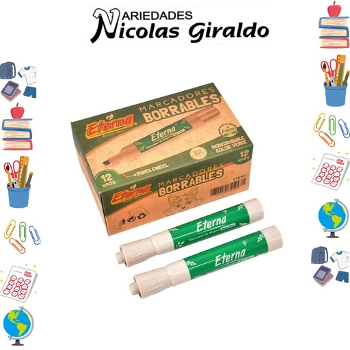 [ET741] Marcador borrable verde caja x12 eterna