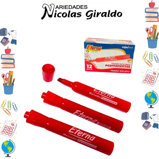 [ET150] Marcador permanente rojo caja x12 eterna 