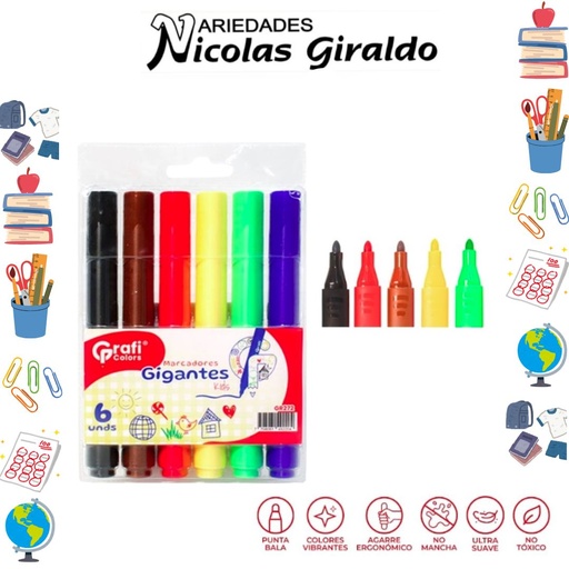 [GR272] Marcador gigante x6 graficolors 