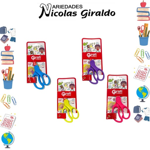 [GR179] Tijera punta roma 5.5 estampada graficolors