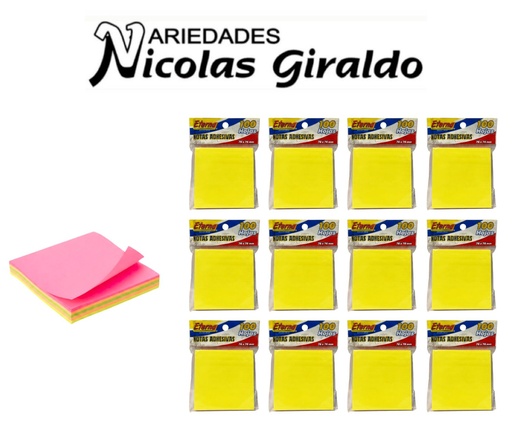 [ET158] Notas adhesivas eterna 4 colores x100pcs pqt x12