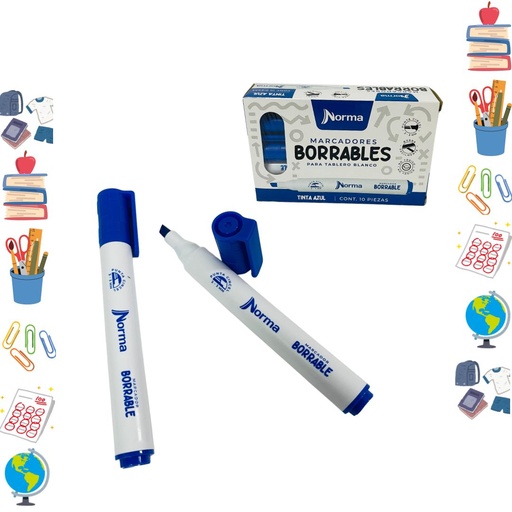 [572237] Marcador borrable norma azul caja x10  
